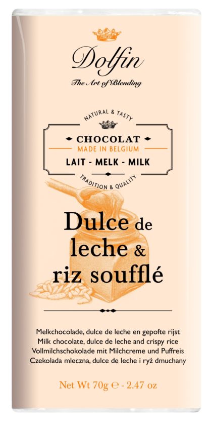 Dolfin - Mliečna čokoláda s dulce de Leche a burizónam, 70g