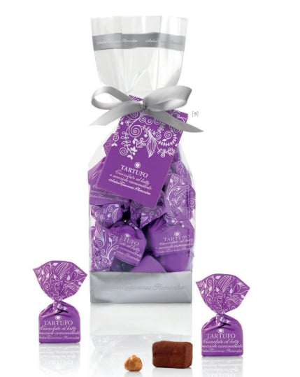 Torrone - ČOKOLÁDOVÉ PRALINKY TARTUFO S KARAMELIZOVANÝMI LIESKOVCAMI, BEZ GMO, BEZ LEPKU, 200 g